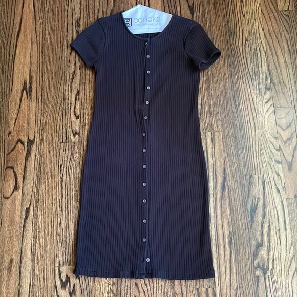 Madewell Dresses & Skirts - Madewell Black ribbed shirt sleeve button front dress, xs